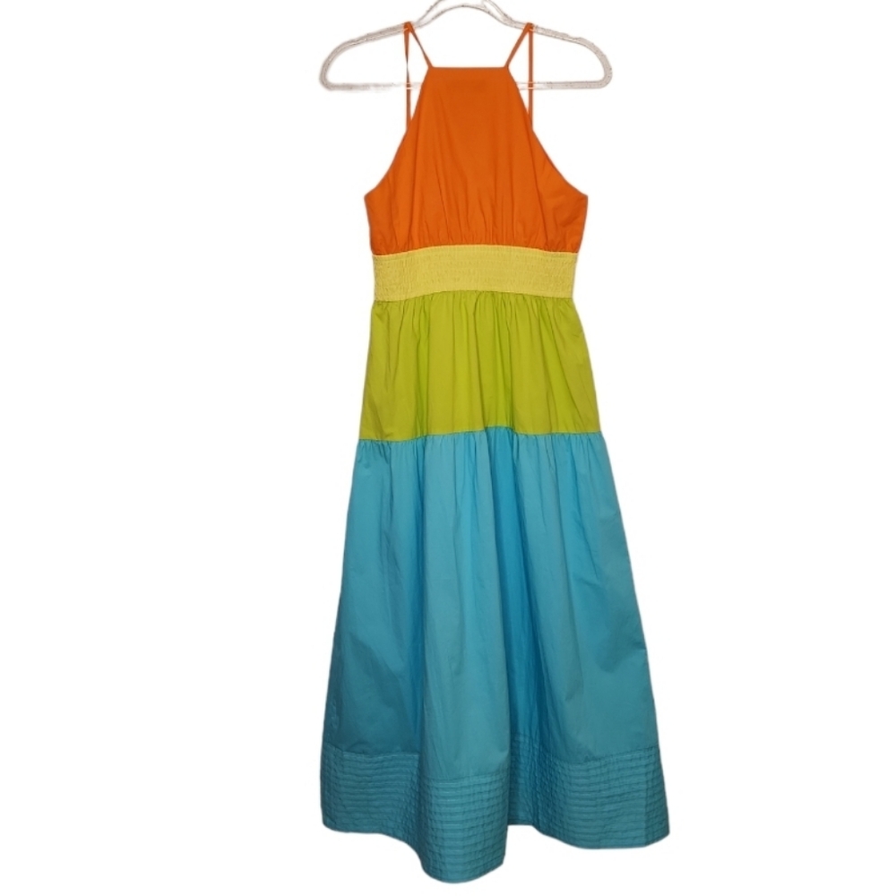 Adelyn Rae Playa Colorblock Poplin Midi Dress Size Med - Picture 3 of 11
